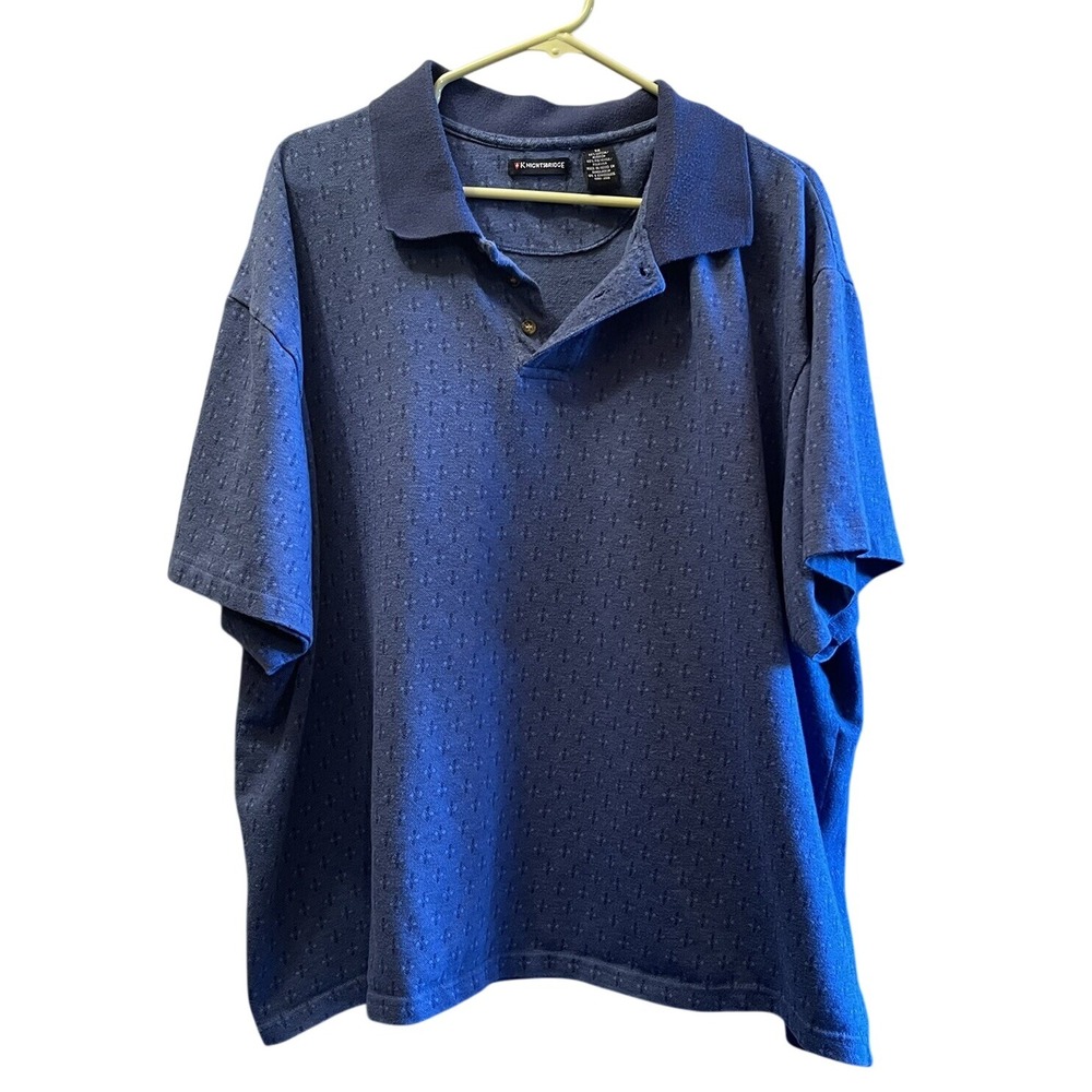 Knightsbridge 3X Blue Polo Shirt Patterned‎ Short Sleeve Cotton Blend
